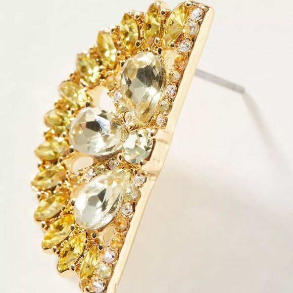 BaubleBar Lemon-Shaped Earrings with Yellow Crystals 🍋✨ Gold & Silver Filigree - Picture 2 of 5